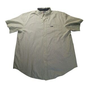 Chaps Easy Care Button Down Striped Shirt Mens L Short Sleeve Classic Fit